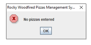 No pizzas entered